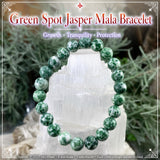 Mala Green Spot Jaspis armband med sammetspåse