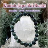 Pulsera Mala Kambaba Jaspe Con Bolsa De Terciopelo
