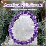 Bracelet Mala Améthyste Avec Pochette En Velours