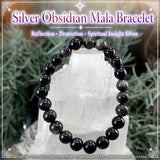 Mala srebrna zapestnica iz obsidijana z žametno torbico