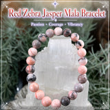 Pulseira Mala Red Zebra Jasper com bolsa de veludo