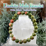 Mala Unakite armband með flauelspoka