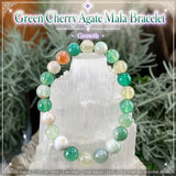 Pulseira Mala Verde Cereja Ágata Com Bolsa De Veludo