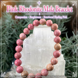 Mala roze rhodoniet armband met fluwelen zakje
