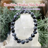 Pulseira de obsidiana Mala Snowflake com bolsa de veludo