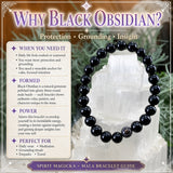 Bracelet Mala en obsidienne noire avec pochette en velours