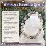 Βραχιόλι Mala Black Tourmaline Quartz με Βελούδινο Πουγκί