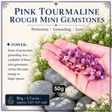 Roze toermalijn ruwe mini-edelstenen (partij van 50 gram)