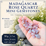 Mini gemme di quarzo rosa del Madagascar (lotto da 50 grammi / 1,7 once)