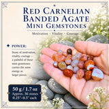 Mini pierres précieuses d'agate à bandes de cornaline rouge (lot de 50 grammes / 1,7 oz)