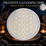 Selenit Flower Of Life Chakra Alignment Cleansing Disk