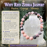 Pulseira Mala Red Zebra Jasper com bolsa de veludo