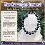 Pulseira de obsidiana Mala Snowflake com bolsa de veludo