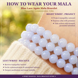 Pulsera Mala De Ágata De Encaje Azul Con Bolsita De Terciopelo