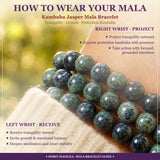 Pulsera Mala Kambaba Jaspe Con Bolsa De Terciopelo