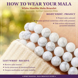 Mala White Howlite Armband med sammetspåse