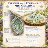 Prehnite med mini ädelstenar av turmalin (50 gram/1,7 oz. lot)