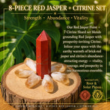8-stykki Red Jaspis + Sitrine Sett