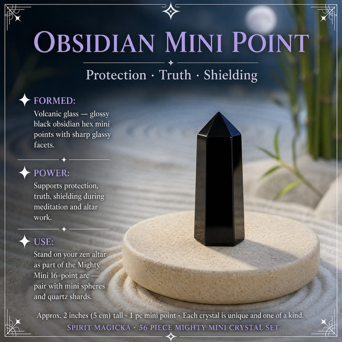 Glossy black obsidian mini point