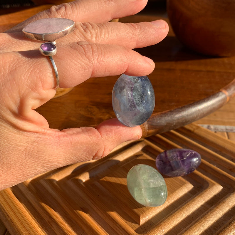 Multicolor Fluorite Tumbled Ellipse