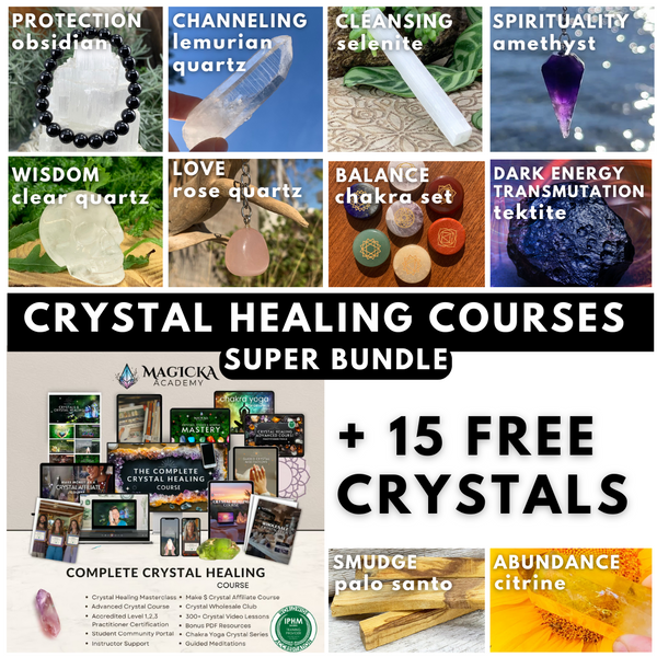 Crystal Healing Course Bundle Pack - 10 Courses + 15 Crystal Toolkit
