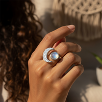 Moonstone & Silver Lunar Ring