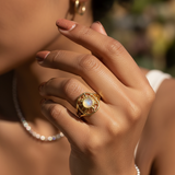 Moonstone & Gold Solar Glow Ring
