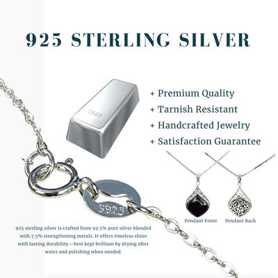 Black Onyx & Silver Teardrop Necklace