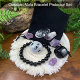 Black Friday Special - Obsidian Mala Protection Set PLUS 3 Crystal Points