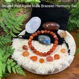 Striped Red Agate Mala Bracelet Harmony Pouch Set