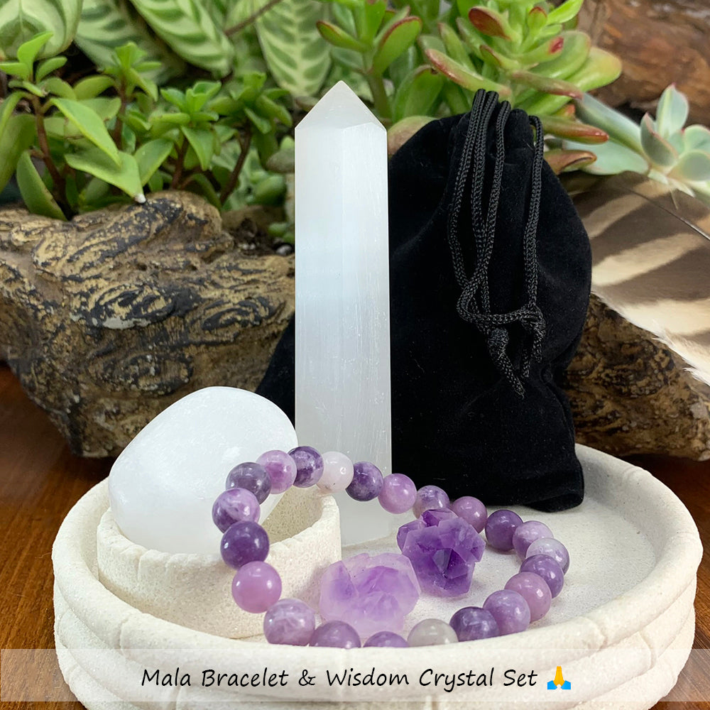Mala Bracelet & Wisdom Crystal Set 🙏 70% Off Promo Sale