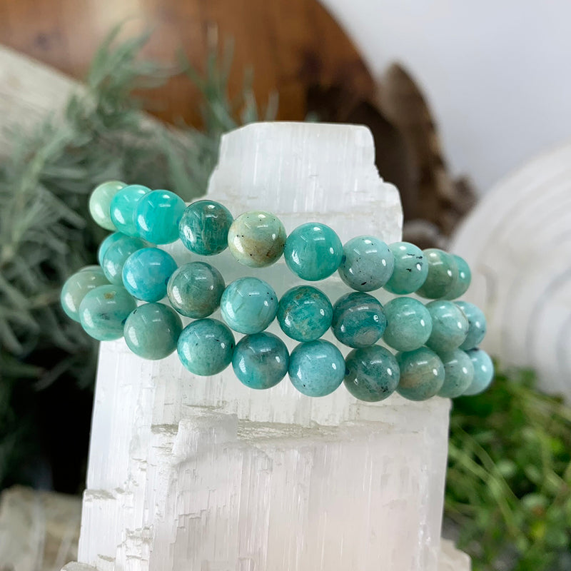 Mala Amazonite Bracelet With Velvet Pouch