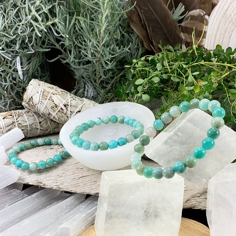 Mala Amazonite Bracelet With Velvet Pouch