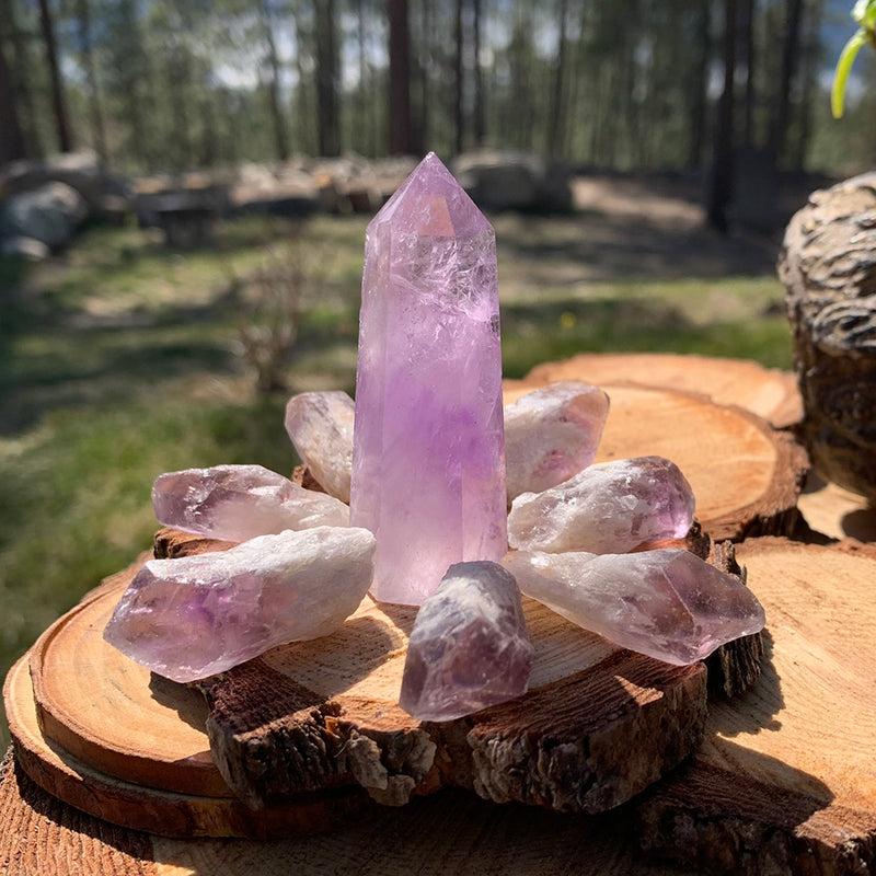 8-Piece Amethyst Point + Amethyst Shards Set