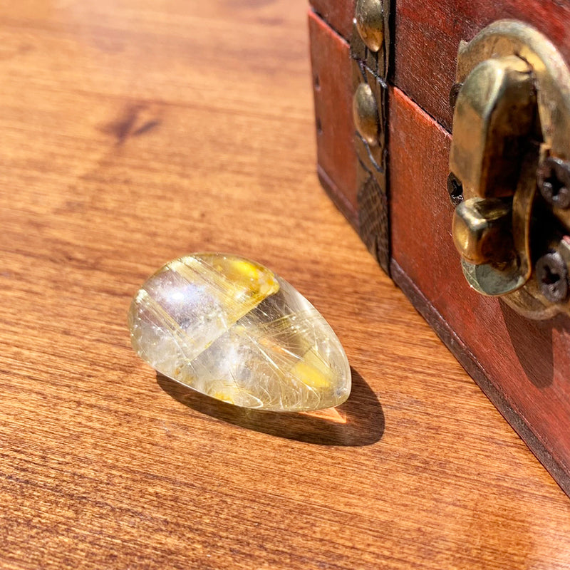 Angel Hair Rutilated Quartz Teardrop Cabochon