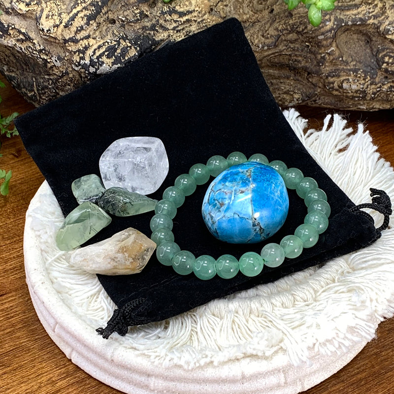 Aventurine Mala Bracelet Prosperity Pouch Set