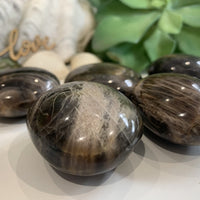Black Moonstone Palmstone - palmstone