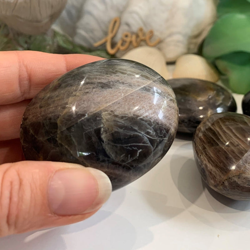 Black Moonstone Palmstone - palmstone