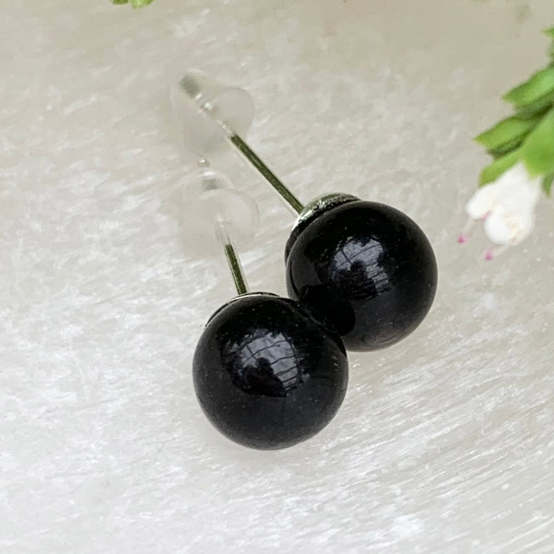 Earrings - Obsidian Studs