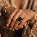 Black Onyx & Gold Protection Ring