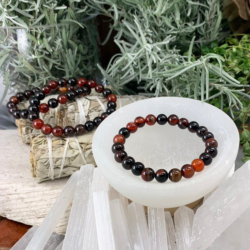 Mala Black Stripe Agate Bracelet With Velvet Pouch