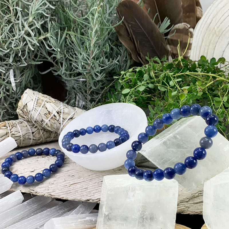 Mala Blue Aventurine Bracelet With Velvet Pouch