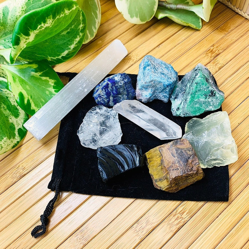 WORKING ON Rough Stone Crystal Energy Alignment Gem Pouch (8 pieces)