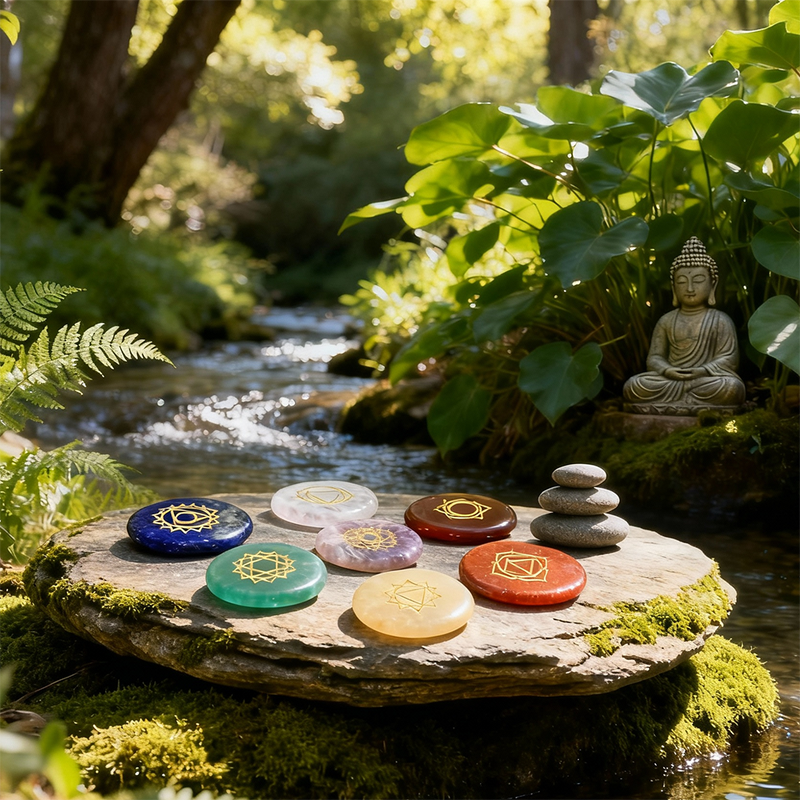 7-Chakra Engraved Crystal Stone Set