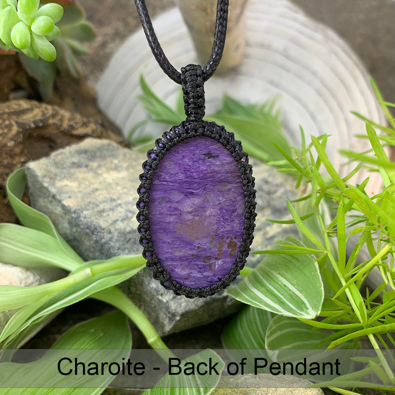 Charoite Macramé Pendant Necklace