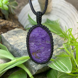 Charoite Macramé Pendant Necklace