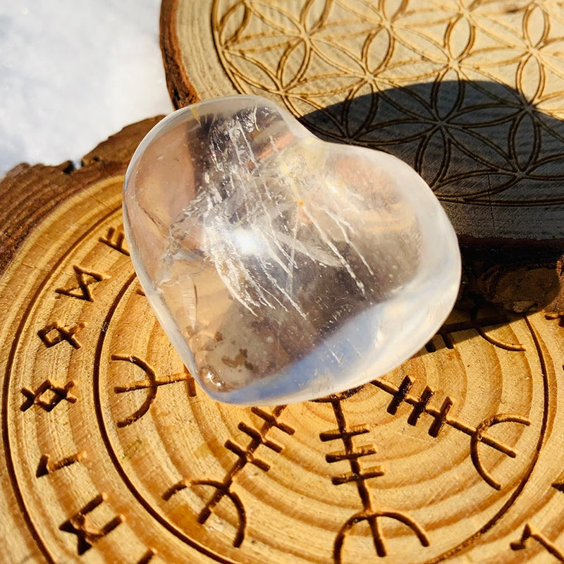 Clear Quartz Heart - palmstone