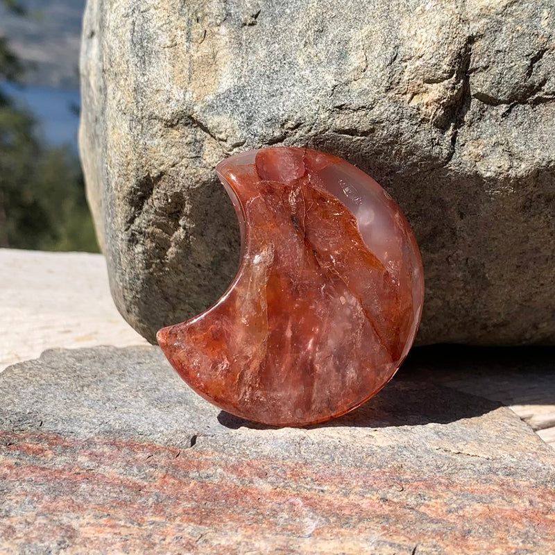 Fire Quartz Crescent Moonstone