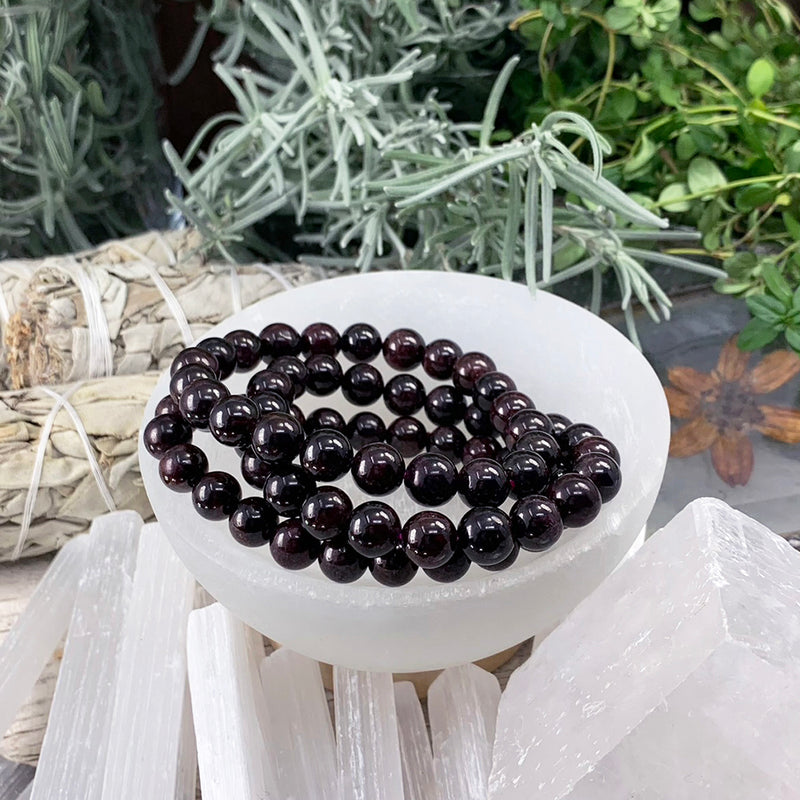 Mala Garnet Bracelet With Velvet Pouch