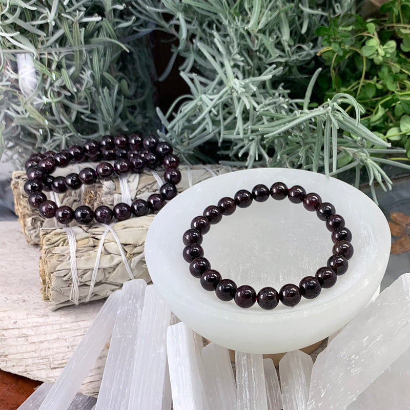 Mala Garnet Bracelet With Velvet Pouch